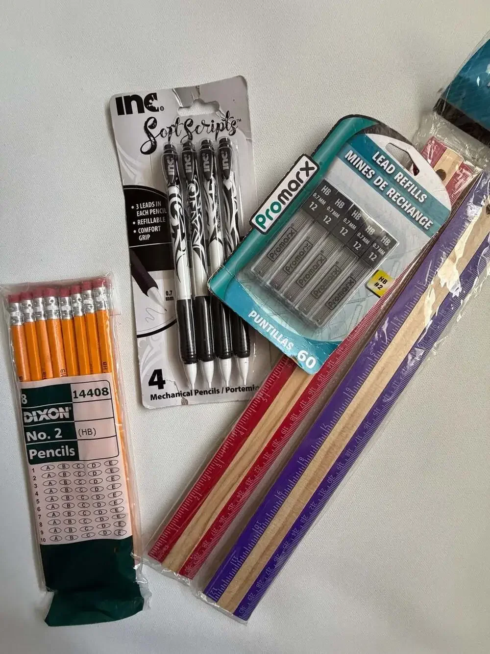 School Supplies Lot New Rulers, Pencils, Mechanical Pencils, Lead Refills
